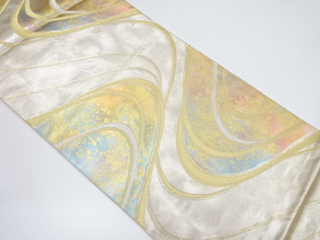 引き箔流水模様織り出し袋帯